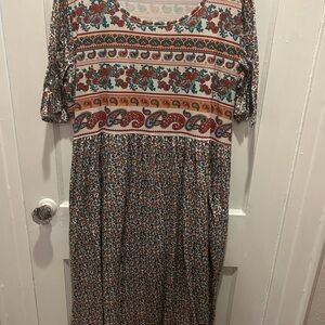 Multicolor Paisley Print Dress